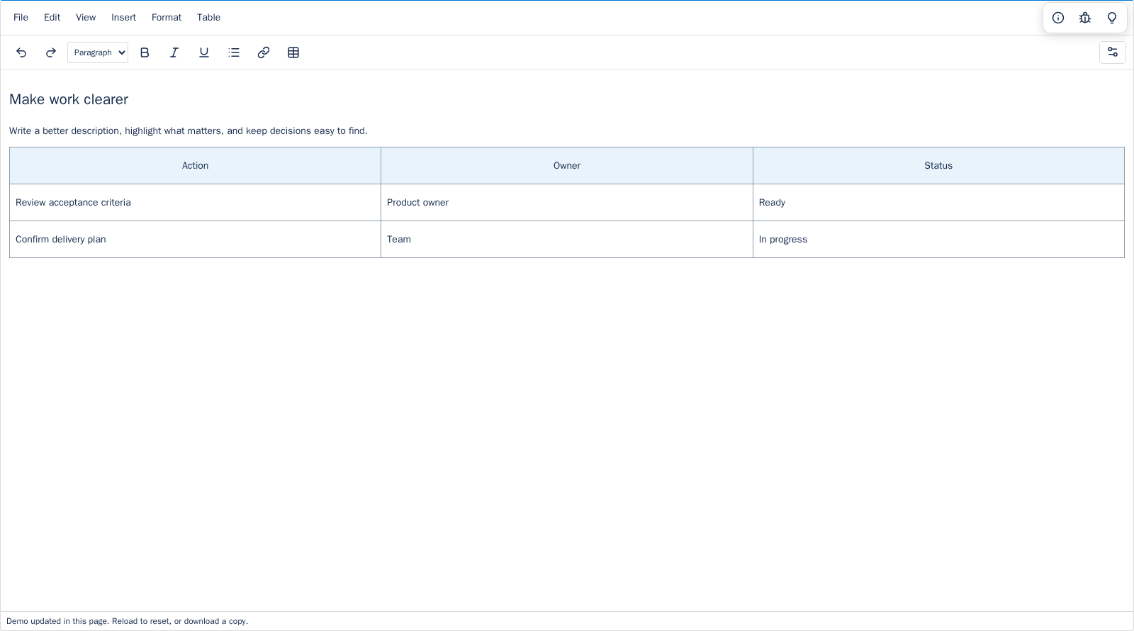 Better Editor with Windows-style menus, a customizable toolbar, and an action table