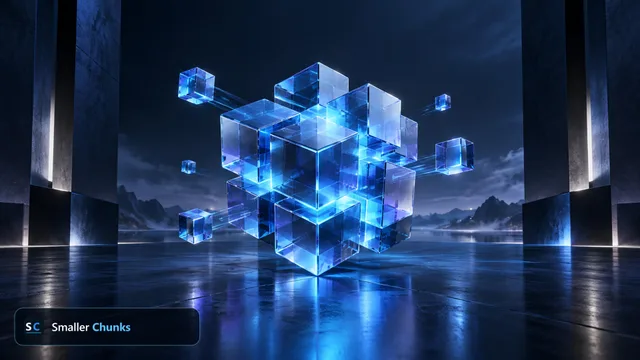 Smaller Chunks Modular Focus wallpaper with an assembled cluster of blue crystal cubes